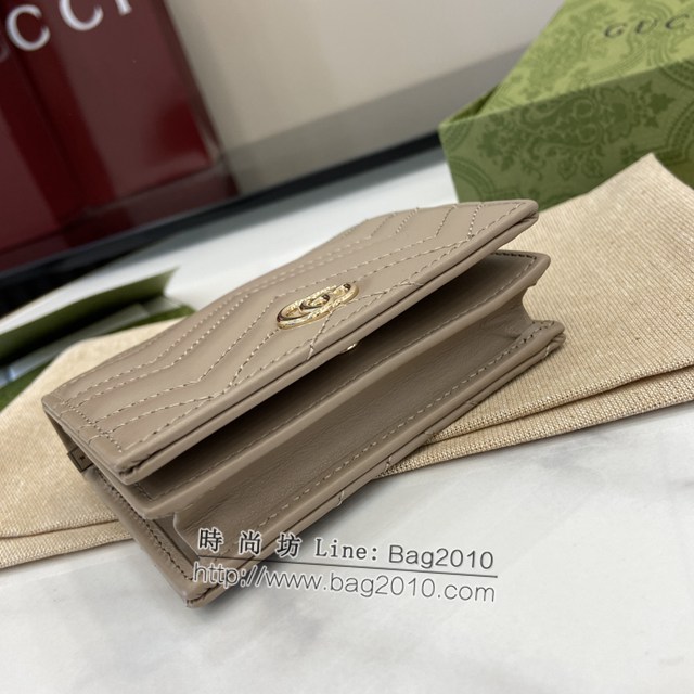 Gucci專櫃古馳最新款Marmont系列絎縫翻蓋女士短錢包 jh2368型號：466492